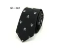 Men's fashion black slim necktie with white skull print, 6cm width, gothic style neckwear for party. - KL-002