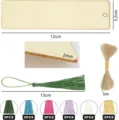 Wooden blank bookmark DIY craft set with colorful tassels and twine rope for handmade art - Tassel Style / 30-Piece Set / Natural Wood Color