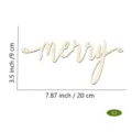 Wooden Merry Word Cutout Hanging Sign Rustic Christmas Holiday Home Wall Door Decor - Merry (1 Wood Slice + 60cm Hemp Rope)