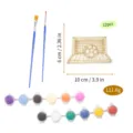 Set de manualidades de pintura DIY de portería de fútbol de madera con pinceles y pinturas, 12p. - Set E (Tema de Portería de Fútbol)