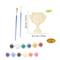 Set de manualidades de pintura DIY con trofeo de madera, 12 colores de pintura y pinceles. - Set F (Tema de Trofeo)