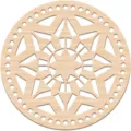 Wooden round crochet basket base hollow floral pattern DIY weaving craft accessories - Style 08 / 2 Pieces/Pack