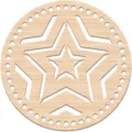 Wooden round crochet bag base with hollow star pattern DIY knitting supplies for handmade bags - Style 09 / 2 Pieces/Pack