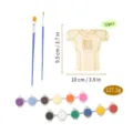 Kit de manualidades de pintura de camiseta de madera con 12 pinturas y pinceles. - Set L (Tema de Camiseta)