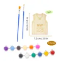 Set de manualidades de pintura de camiseta de baloncesto de madera con pinceles y pinturas. - Set P (Tema de Camiseta)