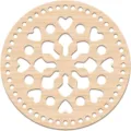 Wooden crochet basket base with hollow heart floral pattern DIY bag bottom crafting supplies - Style 13 / 2 Pieces/Pack