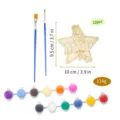 Set de manualidades de pintura DIY de madera con forma de estrella, pinceles y colores. - Set R (Estrella MVP)