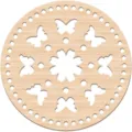Wooden round hollow floral pattern crochet bag base DIY wooden knitting supply item. - Style 16 / 2 Pieces/Pack