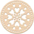 Wooden round basket bottom with hollow heart floral pattern for DIY crochet weaving craft. - Style 18 / 2 Pieces/Pack