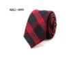 Red and black plaid necktie for men, British style narrow fashion tartan tie for casual wear. - Red Black Plaid Style (MG-099)