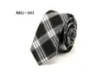 Detail shot of men's black and white plaid tie showing fabric texture and rolled shape. - Black White Gray Plaid Style (MG-101)
