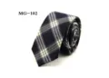 Men's British Style Plaid Necktie Casual 6CM Slim Tie for Students and Business - Blue White Black Plaid Style (MG-102)