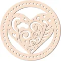 Base de cesta DIY de madera, fondo redondo de ganchillo con diseño de corazón. - Estilo Corazón y Nube(LT066-7) / 2 Piezas