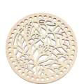 Fondo de cesta de madera redondo para ganchillo con diseño floral calado, base artesanal DIY. - Estilo Floral y Follaje(LT066-12) / 2 Piezas
