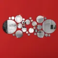 Acrylic round mirror wall stickers, 3d decorative wall art decals for home living room decor. - Silver