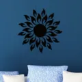 Black acrylic sun mirror wall sticker home decor for living room bedroom interior design - Sunflower Mirror Black