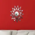 Acrylic sun flower mirror wall sticker, 3D decorative wall art for home interior decor. - Sunflower Mirror Silver
