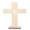 Decoración de mesa con cruz de madera, adorno artesanal de madera natural para bautizo. - Número 2 / 11x7.5cm