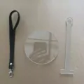 Kit componenti per portagomitoli portatile con cinturino in pelle e base in acrilico. - modello A / Trasparente