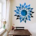 Blue acrylic sun wall sticker 3D mirror home decor living room bedroom wall art decal - Sunflower Mirror Blue