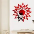 Removable sunflower acrylic mirror wall sticker, 3D decorative sticker for room interior. - Sunflower Mirror Red