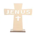 Adorno artesanal de madera en cruz, DIY pequeña decoración de mesa de bautizo variante - Talla 3 / 11x8cm