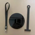 Kit di parti per supporto filato da polso portatile con cinturino in pelle e base. - modello A / Nero