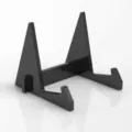 Détail de support d'affichage en acrylique noir, structure triangulaire amovible pour livres. - Noir