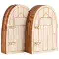 Puerta de hadas de madera miniatura rodaja de madera DIY para decoración del hogar y muñeca. - Estilo sin puertas ni ventanas (1 pieza)