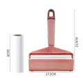 Pink lint roller and refill roll set for clothes, efficient pet hair remover tool with dimensions. - 16cm Rose Red Short Handle & 1 Paper Roll