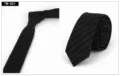 Classic black men's skinny tie with white pinstripes, perfect for business and casual wear. - TW-001 (Black)