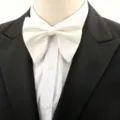 Elegant white satin bow tie for men, perfect for business banquets, weddings and formal suits. - White