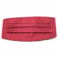 Men formal satin cummerbund detail shot, elegant pleated design for tuxedo suit accessory - Deep Purple Red
