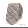 Close-up of a stylish men's black white red plaid narrow necktie, perfect for business formal wear. - Classic Plaid Style (MG-044)