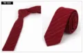 Men's cotton narrow tie with white pinstripes, business formal style, 6cm width design. - TW-005 (Wine Red)
