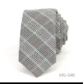 Men's cotton plaid skinny necktie, 6cm business formal and casual suit necktie accessory. - Plaid Style (MG-046)