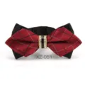 Farfallino uomo a quadri rossi con strass per matrimonio, sposo e abiti formali. - Farfalla Appuntita Quadri Strass Rosso Nero (XZ-051)