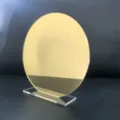 Letrero de número de mesa espejo redondo acrílico dorado con base transparente para bodas - Estilo Redondo / 12.3cm / Dorado
