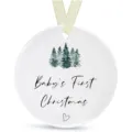 Personalized baby first Christmas wooden round hanging ornament tree decor gift item - LT389-10