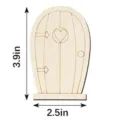 Puerta de hadas de madera miniatura artesanía puerta DIY con ventana de corazón decoración SKU. - N.º 5 (1 pieza)