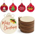 Ornements de Noël en bois non finis étiquettes suspendues vierges artisanat en tranches de bois. - Style de Raquette / 10 pièces