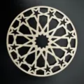 Round Wooden Hollow Coaster Geometric Star Carved Table Decor Placemat Craft Item - Round Star Style (LT303-5)