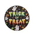 Halloween wooden hanging sign with cute ghost and pumpkin design for home decor front door - LT384-6 (1 Plaque + 60cm Hemp Rope)