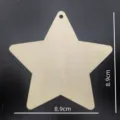 Ornement suspendu étoile en bois, tranche de bois vierge brute pour bricolage DIY, 8.9cm. - Étoile à cinq branches / 10 pièces