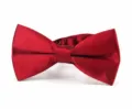 Classic wine red satin bow tie detail, elegant narrow design for men's formal wear. - Style A(GM-002 A) / Burgundy