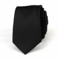 Detailed view of classic black twill necktie, fine texture, elegant professional accessory - Black