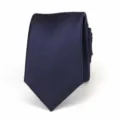 Detailed view of the classic navy blue twill necktie, exquisite texture and neat fold. - Navy Blue