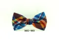 Close-up details of the vibrant cotton plaid bow tie for men, featuring clear texture. - MG-003