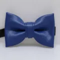 Modieuze blauwe PU lederen vlinderdas voor heren, handgemaakt Koreaans stijl accessoire. - Saffierblauw