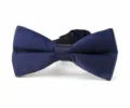 Classic solid navy blue men's bow tie detail view, elegant satin fabric formal accessory. - Style A(GM-003 A)